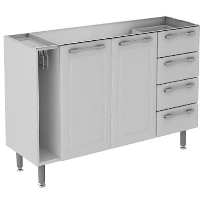 Balcão para Pia Diamante 2 Portas 4 Gavetas Aço 120CM Branco Itatiaia