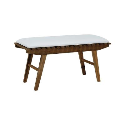 Banco Summer Madeira Maciça de Imbuia Estofado Corano Bege Decorise 100CM