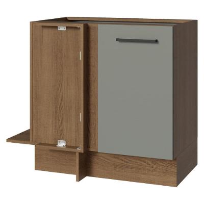 Balcão de Canto Cozinha Agata 1 Porta MDP 94CM Rustic Cinza Madesa