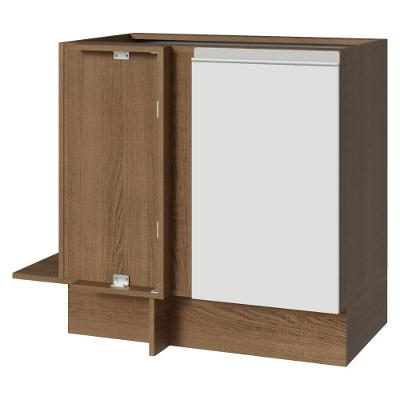 Balcão de Canto Glamy 1 Porta sem Prateleiras MDP 94CM Rustic Branco Madesa