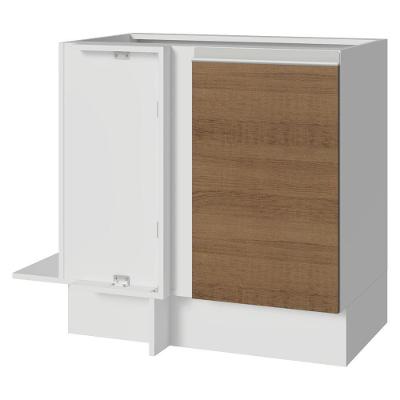 Balcão de Canto Glamy 1 Porta MDP 94CM Branco e Rustic Madesa