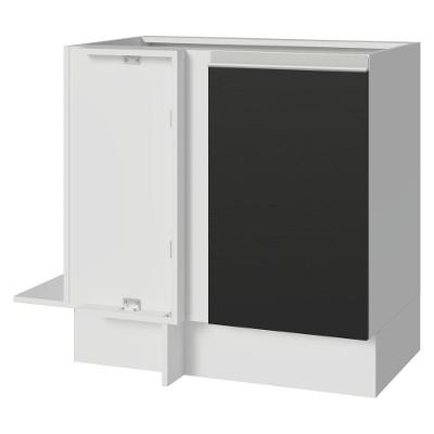 Balcão de Canto Glamy 1 Porta MDP 94CM Branco e Preto Madesa