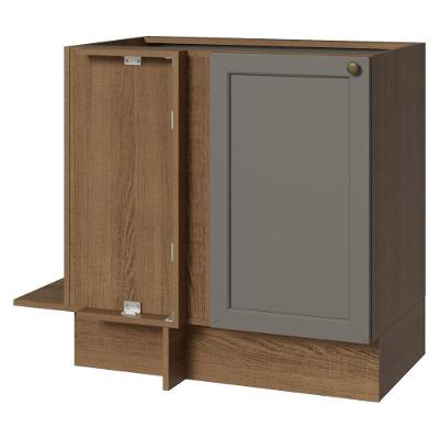Balcão de Canto de Cozinha Vik 1 Porta MDP 94CM Rustic e Cinza Madesa