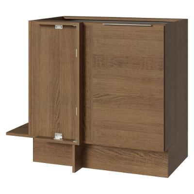 Balcão de Canto Stella 1 Porta MDP 94CM Rustic Madesa com Puxador Slim em Alumínio