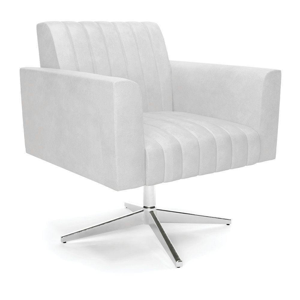 Poltrona Giratória Viena Gomada Corano Branco Base Cromada - D'rossi - 1