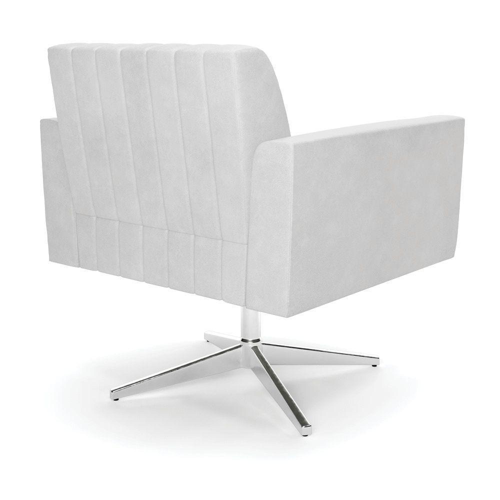 Poltrona Giratória Viena Gomada Corano Branco Base Cromada - D'rossi - 3