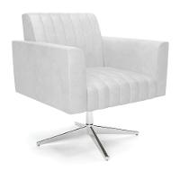 Poltrona Giratória Viena Gomada Corano Branco Base Cromada - D'rossi - 1