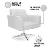 Poltrona Giratória Viena Gomada Corano Branco Base Cromada - D'rossi - 2