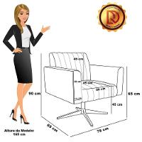 Poltrona Giratória Viena Gomada Corano Branco Base Cromada - D'rossi - 7