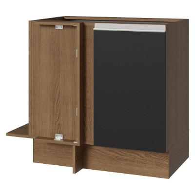 Balcão de Canto Cozinha Glamy 1 Porta MDP 94CM Rustic Preto Madesa