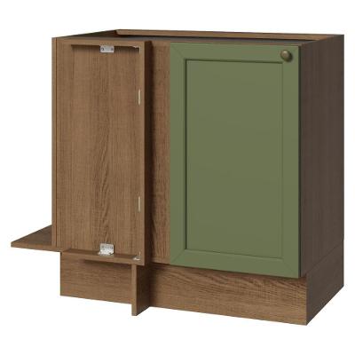 Balcão de Canto Cozinha Vik 1 Porta MDP 94CM Rustic e Verde Madesa
