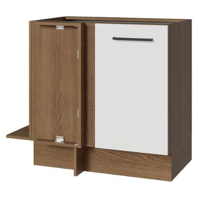 Balcão de Canto Agata 1 Porta MDP 94CM Rustic Preto Branco Madesa