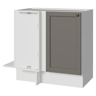 Balcão de Canto Cozinha Vik 1 Porta 1 Prateleira MDP 94CM Branco e Cinza