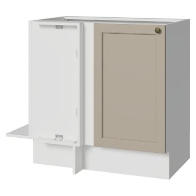 Balcão de Canto 1 Porta Modelo Vik 94CM Bege MDP Madesa com Puxador Ponto em Ouro Envelhecido