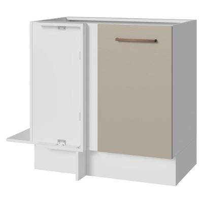 Balcão de Canto Agata 1 Porta MDP 94CM Branco e Crema Madesa