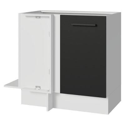 Balcão de Canto Agata 1 Porta MDP 94CM Branco e Preto Madesa