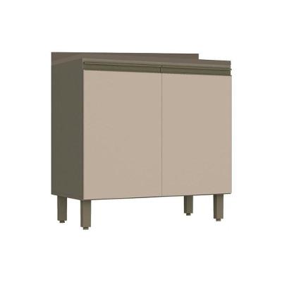 Balcão Cozinha Connect 2 Portas MDF 80CM Bege com Tampo Henn