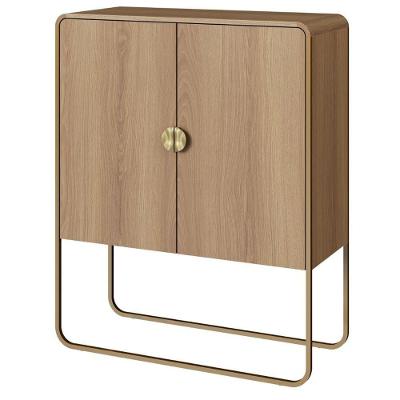Balcão Buffet Luna Moderno 2 Portas MDP 90CM Marrom Pés Metal Dourado Artesano Móveis