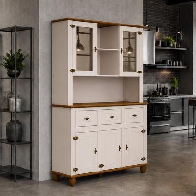 Armário de Cozinha Alegra S05 5 Portas 3 Gavetas MDF-MDP 130CM Off White Lyam Decor
