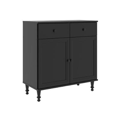 Aparador Buffet R-629 Moderno 2 Portas 2 Gavetas MDP Preto Ditália Móveis