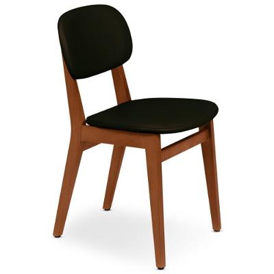 Cadeira London Estrutura em Madeira Maciça Estofado em Tecido Amêndoa com Preto