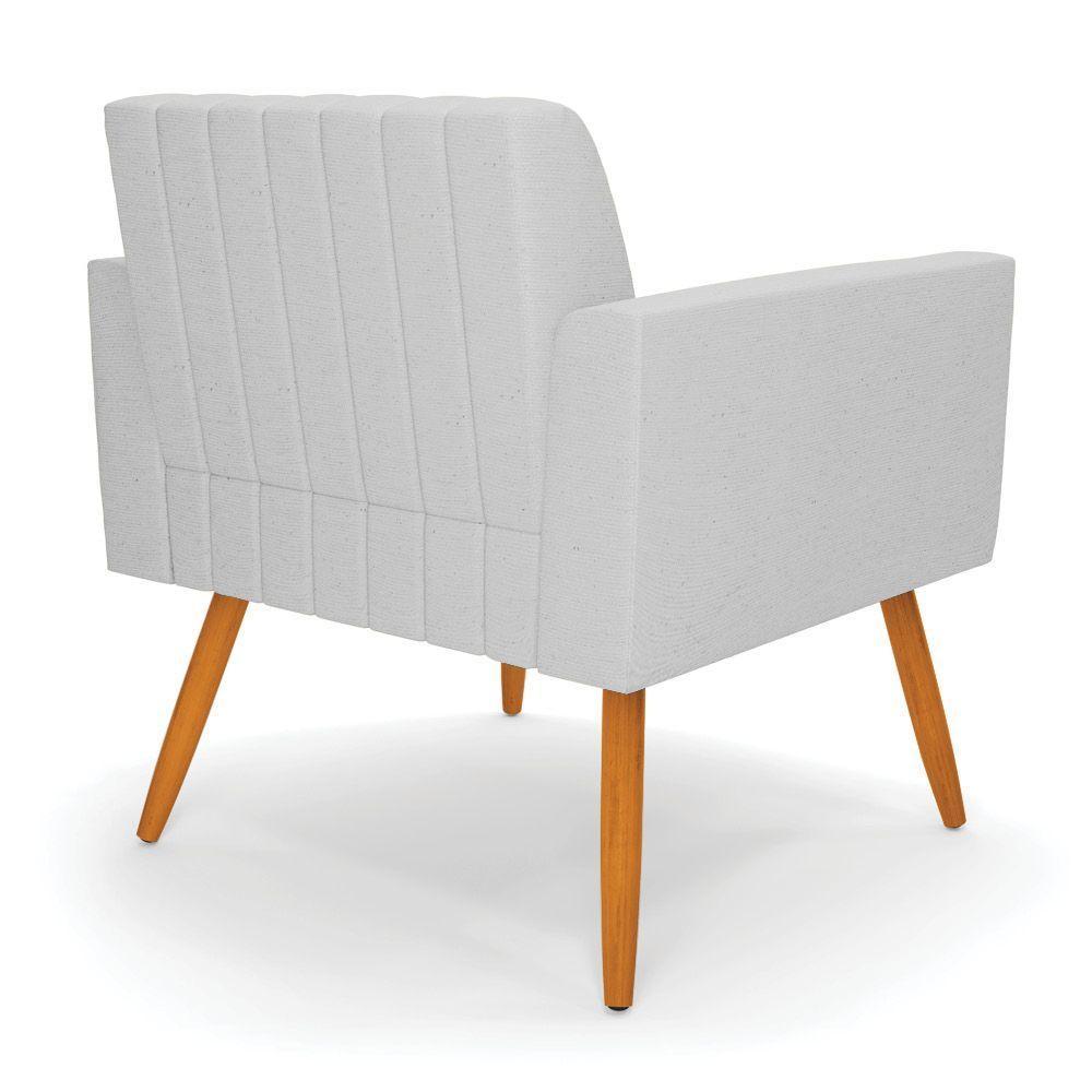 Poltrona Viena Gomada Linho Cinza A05 Pés Palito Castanho - D'rossi - 5