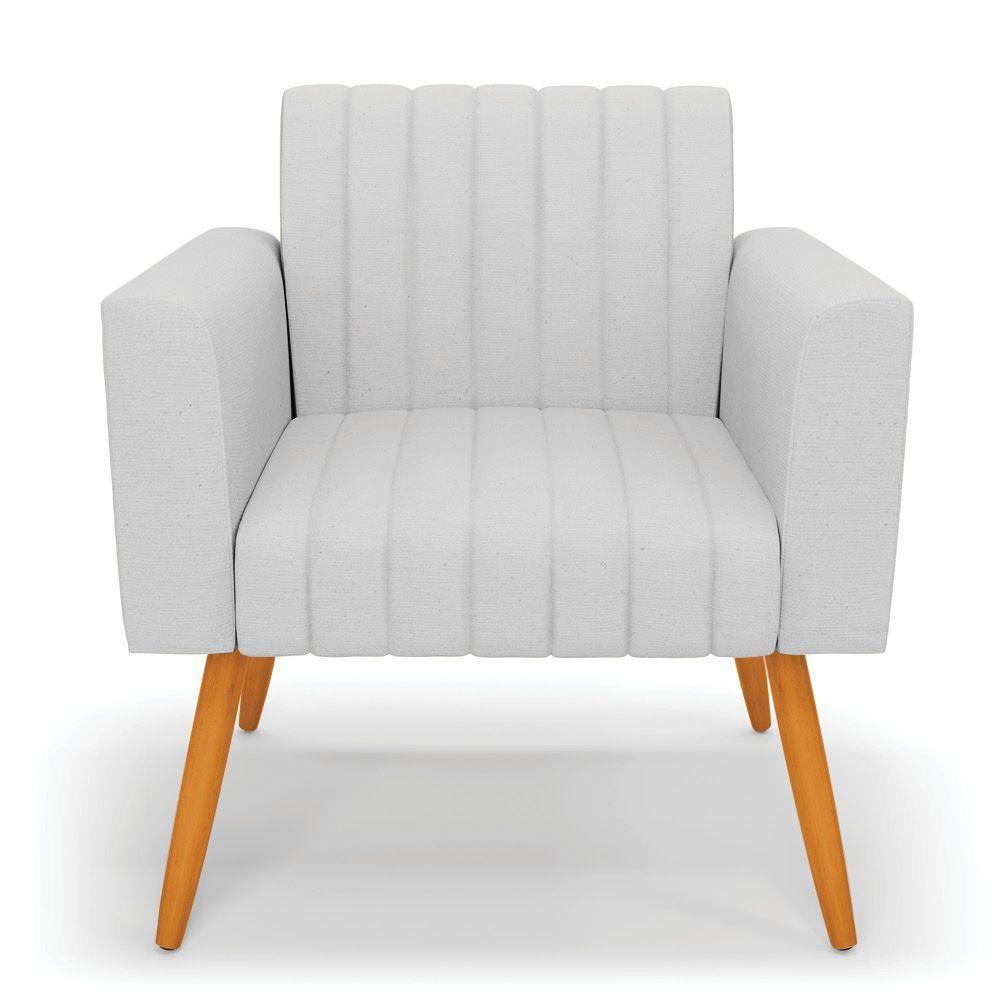 Poltrona Viena Gomada Linho Cinza A05 Pés Palito Castanho - D'rossi - 7