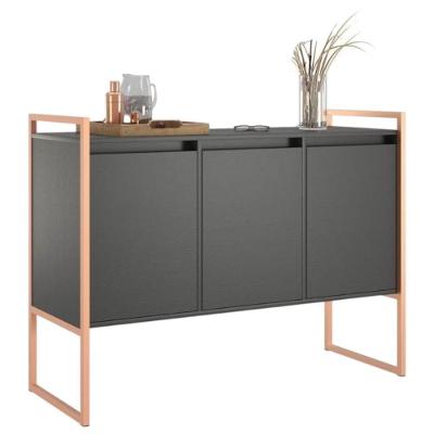 Buffet Aparador 3 Portas Industrial MDP 120CM Preto Cobre Casah