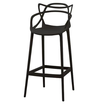 Banqueta Alta Solna Master Aviv Allegra Assento Polipropileno Base Fixa com Encosto Preto OR Design