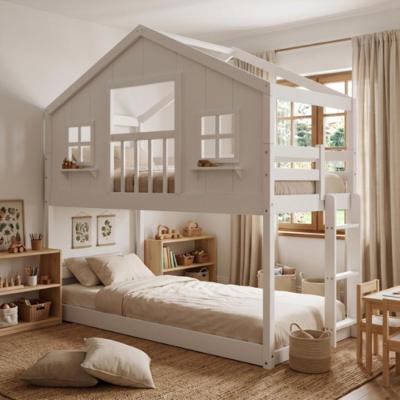 Beliche Montessoriano Casinha dos Sonhos com Varanda Madeira Maciça Branco Housin