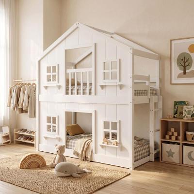Beliche Montessoriano Casinha dos Sonhos com Escada Fixa Madeira Maciça Branco Housin 199CM