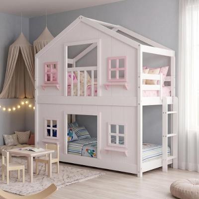 Beliche Infantil Montessoriano Solteiro Casinha dos Sonhos com Escada e Fechamento em Madeira Maciça