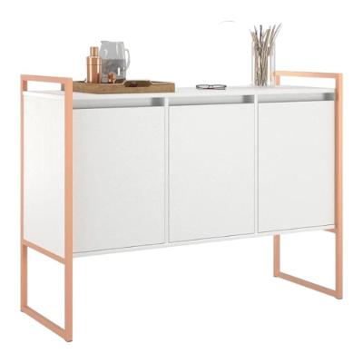 Buffet Aparador 3 Portas Industrial MDP 120CM Branco Cobre Casah