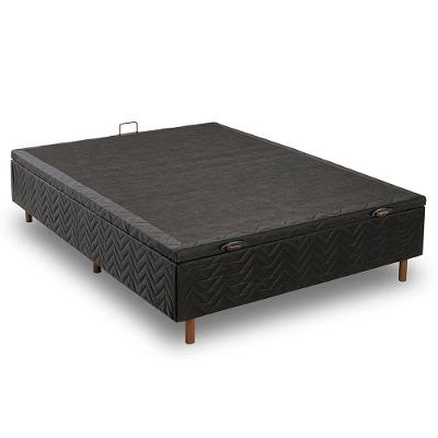 Base para Cama Box Casal com Baú BAU014 Estrutura Madeira Revestimento TNT Jacquard Preto Kappesberg