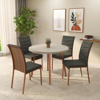 Conjunto Sala de Jantar Petra 4 Lugares Tampo MDP Cadeiras Tecido Premium Rosê 99CM Móveis Carraro