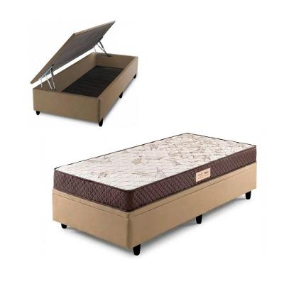 Conjunto Box Baú Solteiro Prince Colchão Ecoline Espuma D28 Bege Ecoflex