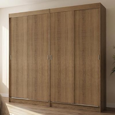 Conjunto 2 Guarda Roupas Casal Tokio 4 Portas de Correr MDP Rustic Madesa 218CM