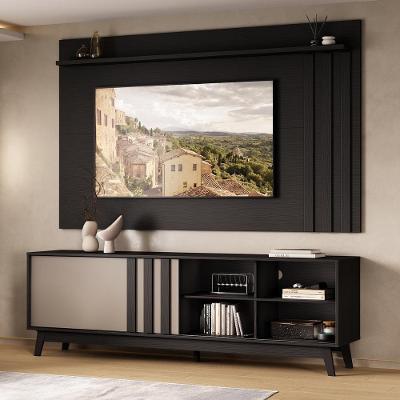 Conjunto Rack e Painel para TV Ventura 180CM MDP Preto e Avelã Móveis Carraro