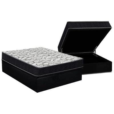 Cama Box com Baú Casal Corano Black Ortopédico Airtech150 Preto Ortobom 138CM