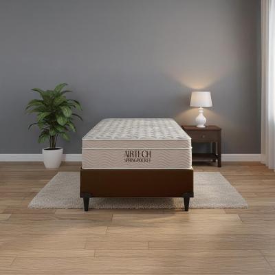 Cama Box com Colchão Solteirão Airtech Spring Pocket Molas Ensacadas Ortopillow Bege Marrom Ortobom