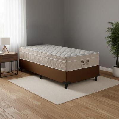 Cama Box com Colchão Solteiro Airtech Ortopillow Molas Ensacadas Bege Ortobom 78CM