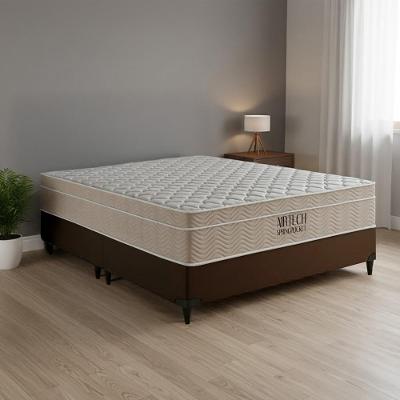 Cama Box com Colchão King Airtech Ortopillow Molas Ensacadas Bege Marrom Ortobom