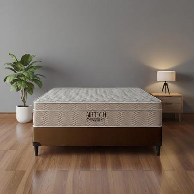 Cama Box com Colchão Queen Airtech Ortopillow Molas Ensacadas Malha Bege Ortobom 158CM