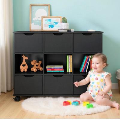 Estante Organizadora Nicho Organizador Portland 6 Gavetas 3 Prateleiras MDP 108CM Preto Casah