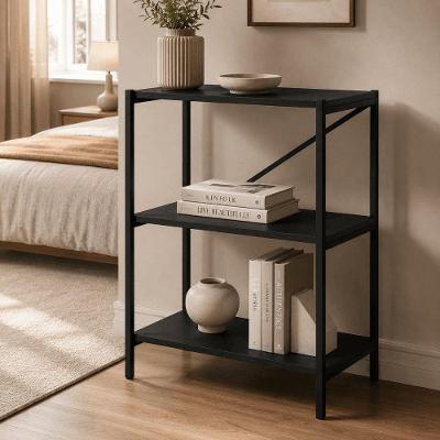 Estante Bari sem Porta 3 Prateleiras Aco Carbono 50CM Preto KLM Store 3 Prateleiras