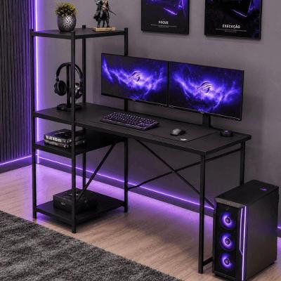 Escrivaninha Office Rubi Moderno sem Gavetas MDF e Aço 122CM Preto KLM Store