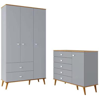 Guarda Roupa + Cômoda Ternura 3 Portas 2 Gavetas MDP FF 106,8CM Azul