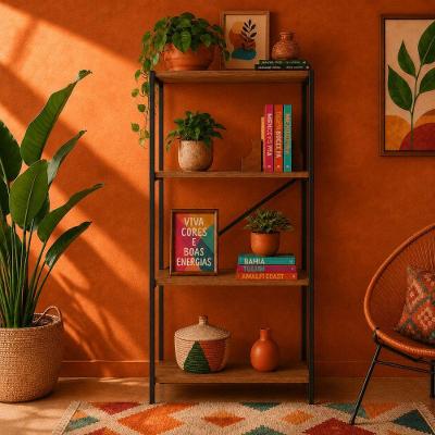 Estante Zurique sem Porta 4 Prateleiras 50CM Preto Imbuia para Sala Escritorio KLM Store