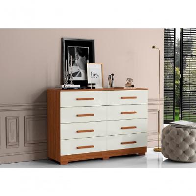 Cômoda 8 Gavetas MDP Puxador MDF Off White Cinamomo Aramóveis