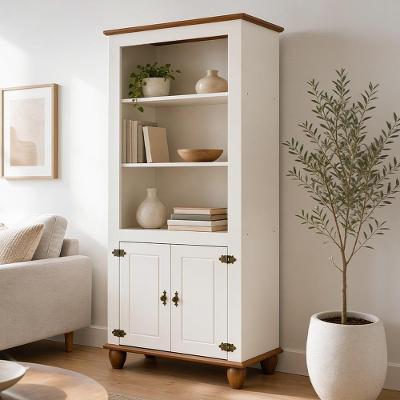 Estante Livreiro Alegra S05 2 Portas 3 Prateleiras MDF e Pinus 89CM Off White